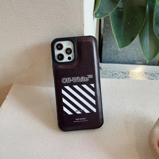 OW Stripes Leather iPhone case