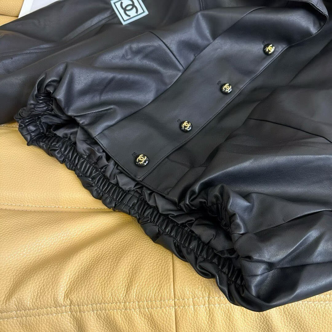 Oversized Luxe Leather Look Bomber Jacket