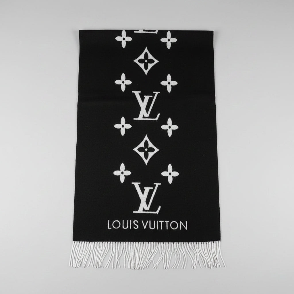 Monogram Luxury Blend Scarf Black