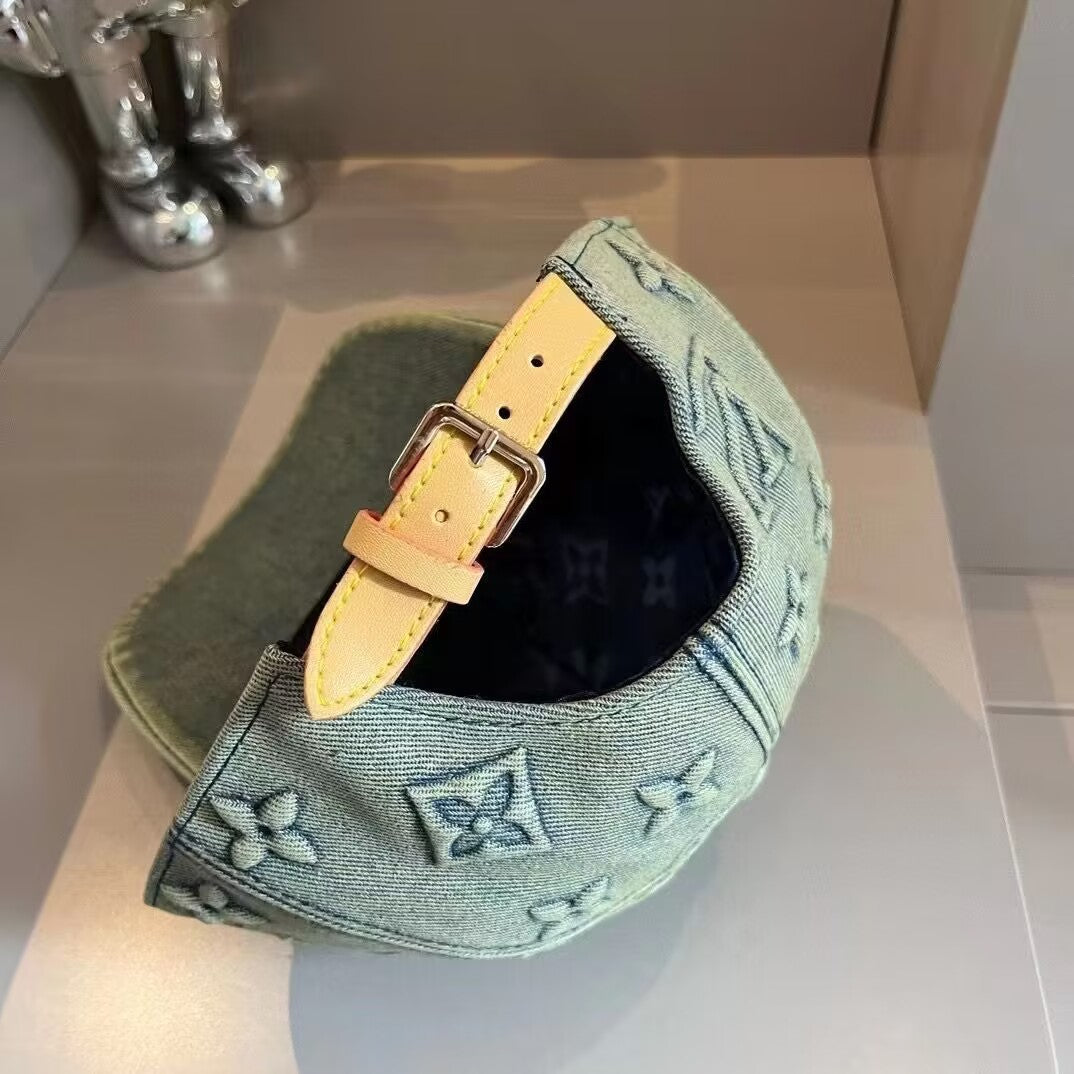 Denim Raised Monogram Cap