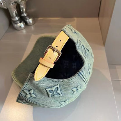 Denim Raised Monogram Cap
