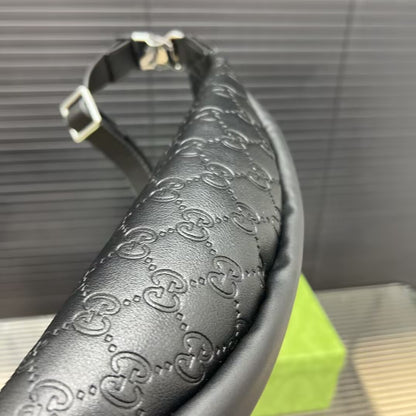 Embossed G Leather Belt Bag - Grey/Black