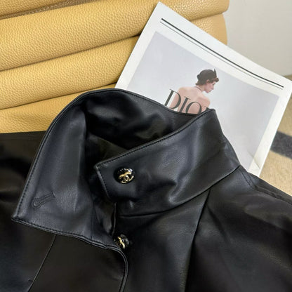 Oversized Luxe Leather Look Bomber Jacket