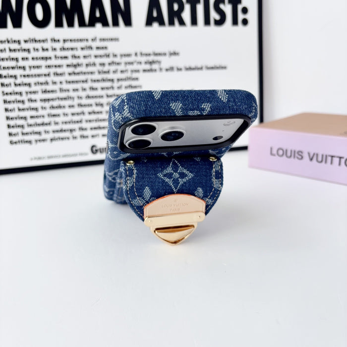 Monogram Denim Phone Case with Card Holder