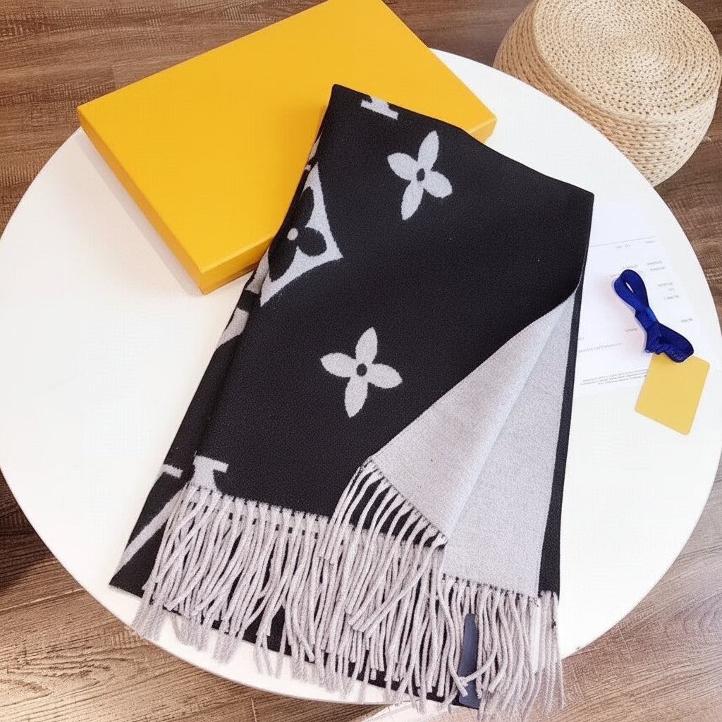Monogram Luxury Blend Scarf Black