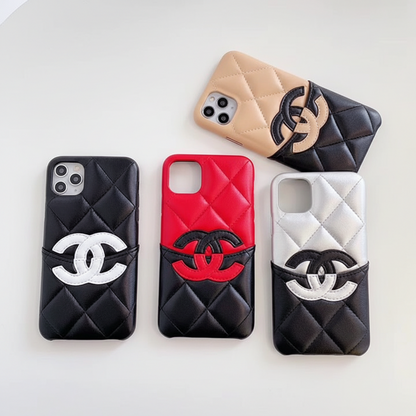 Luxury Cambon Quilted  iPhone Case with Card Holder