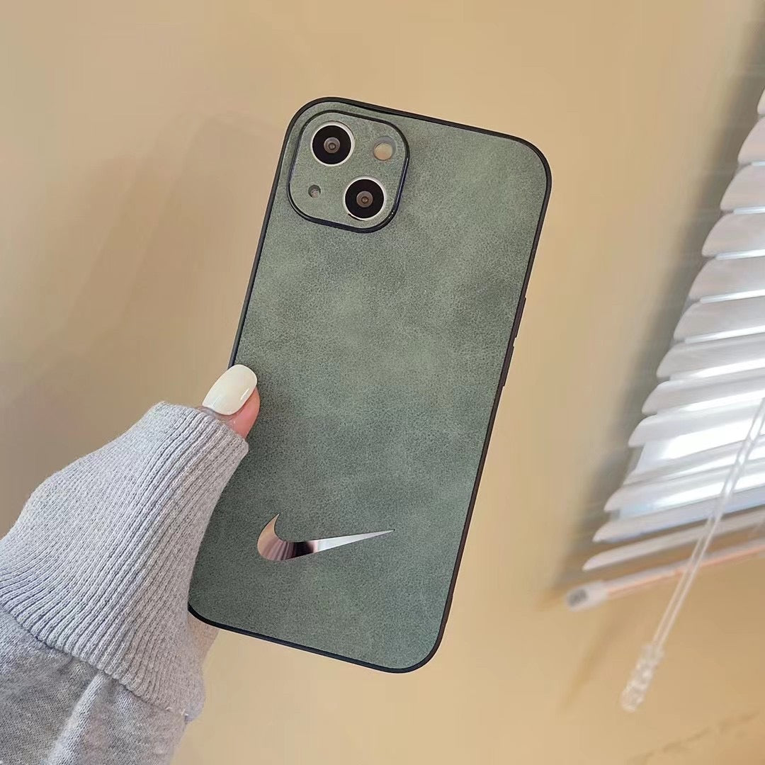 Neutral Suede Swoosh Design iPhone case