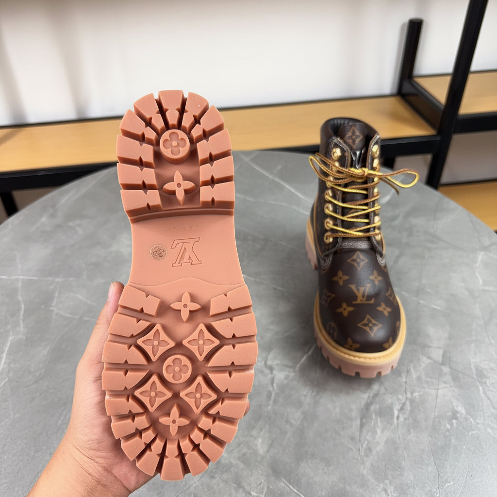 L X Timberland Monogram Boots Brown