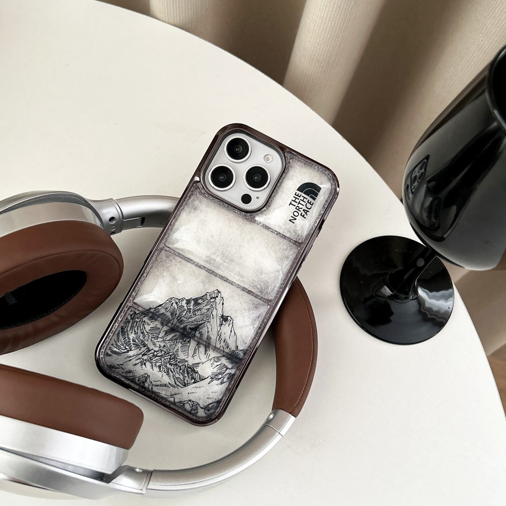 Mountain design Black or White Clear Puffer iPhone case