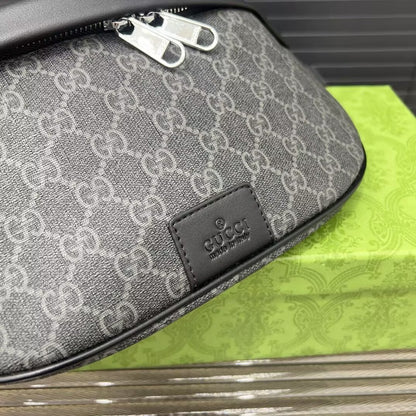 G Canvas Leather Belt Bag - Grey/Black