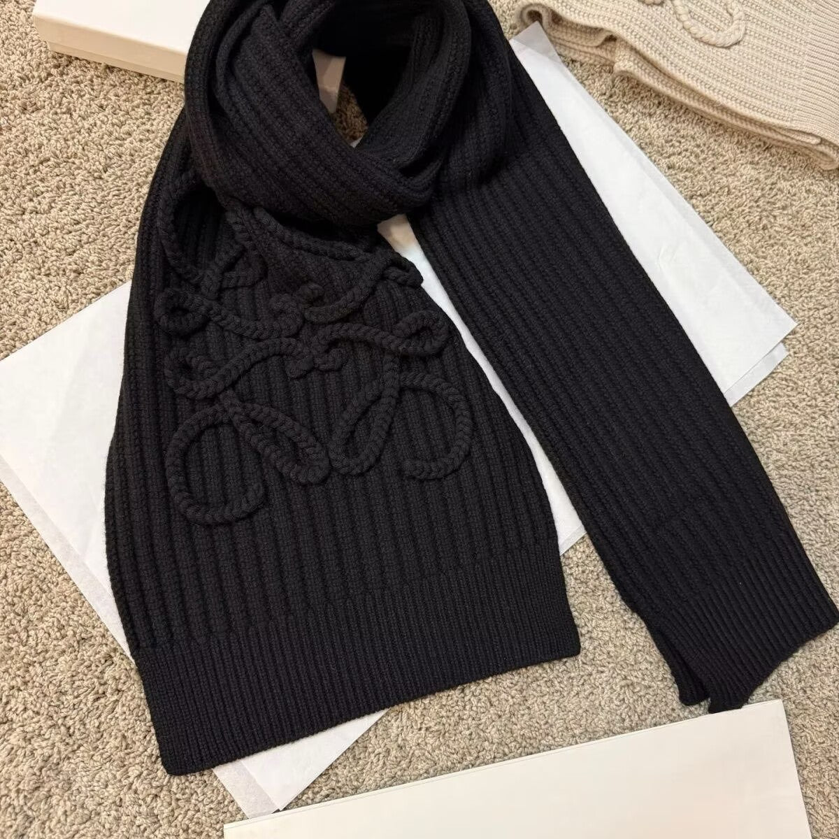 Designer Textured Knit Scarf