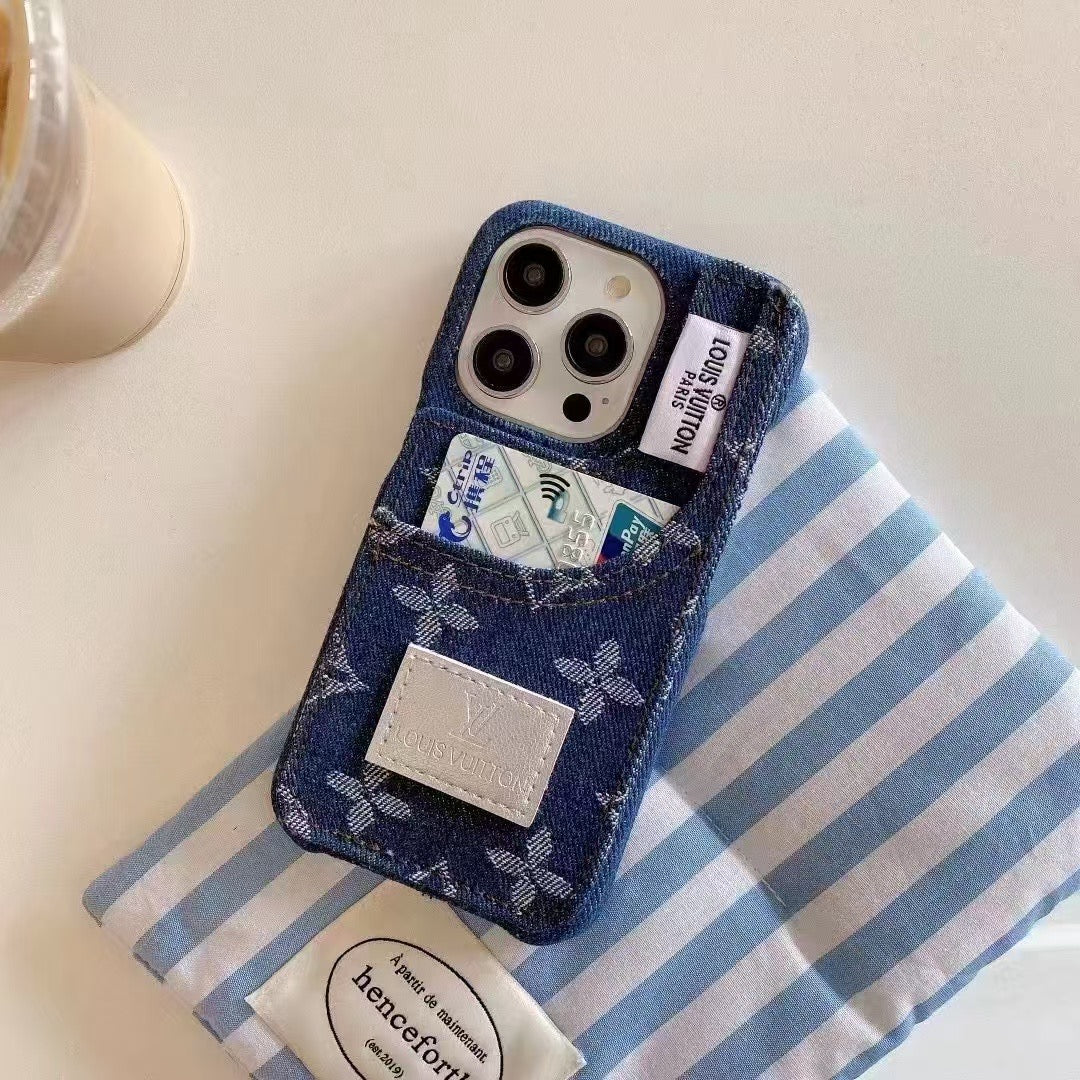 Mono Denim Luxe iPhone Case with pocket