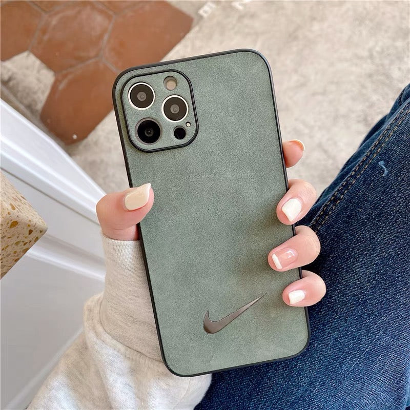 Neutral Suede Swoosh Design iPhone case