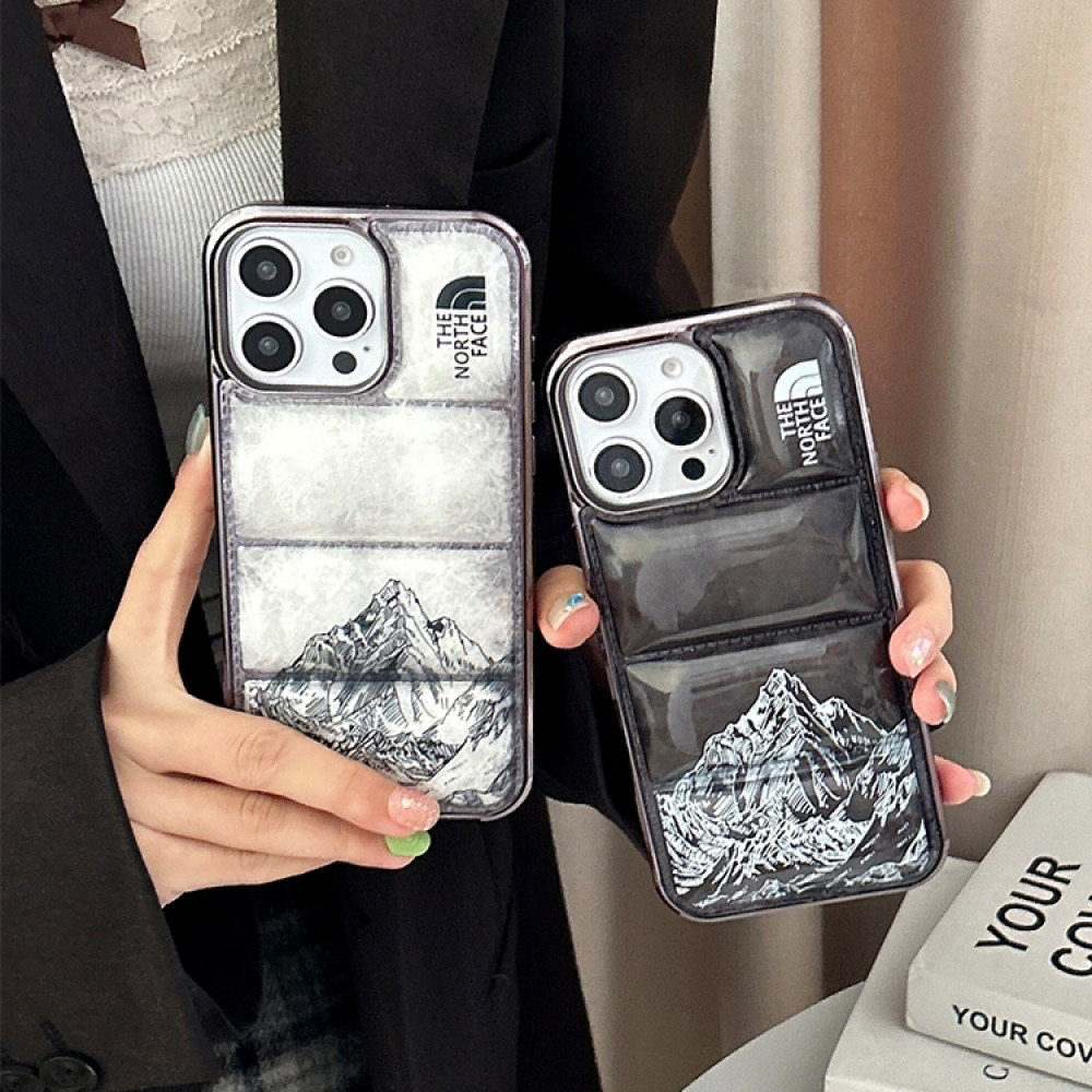 Mountain design Black or White Clear Puffer iPhone case