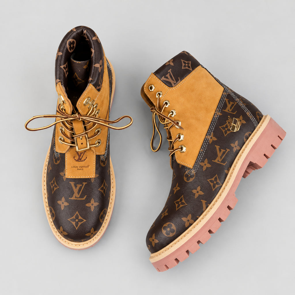 L X Timberland Nubuck Monogram Boots Brown
