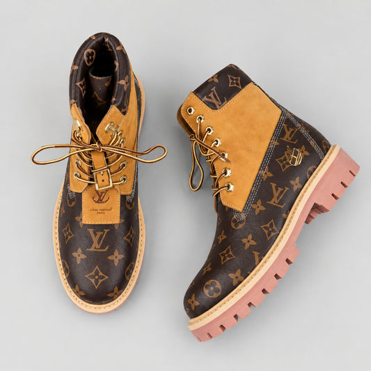 L X Timberland Nubuck Monogram Boots Brown