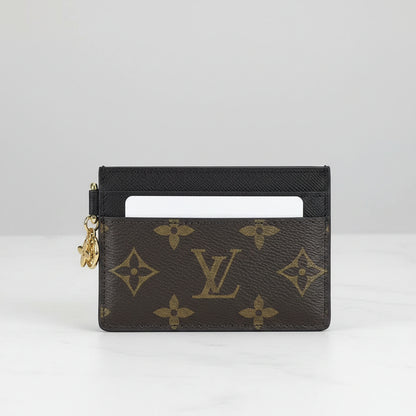 Monogram Charm Card Holder in Black