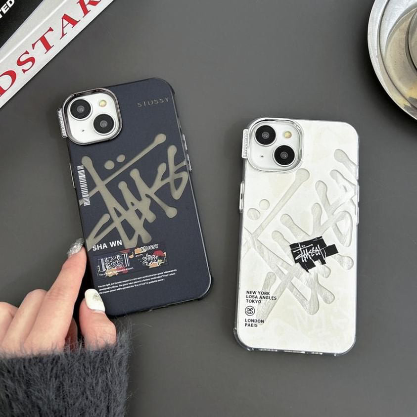 Black or White Stus logo design iPhone Case