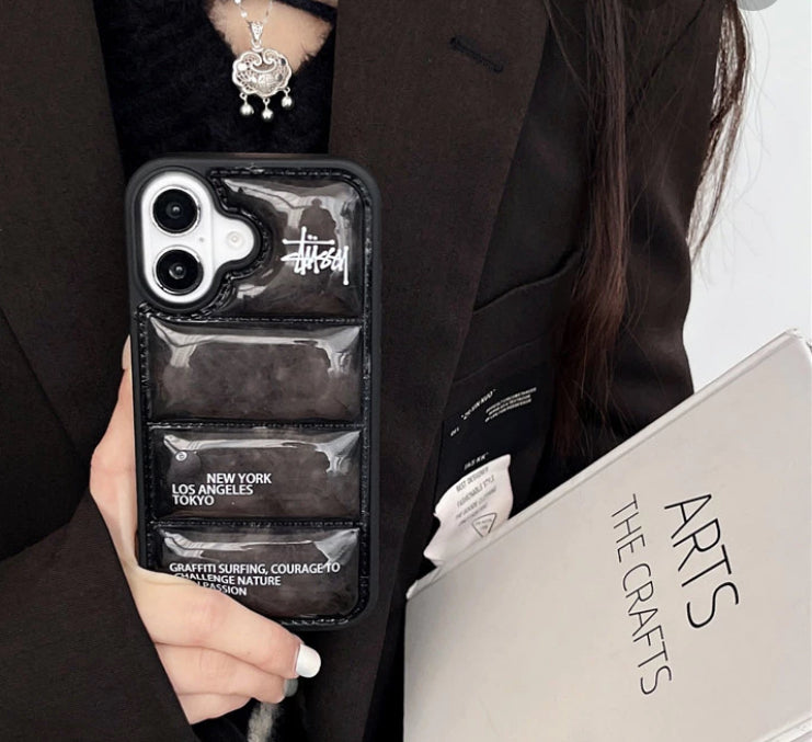 Stus design Black or White Clear Puffer iPhone case