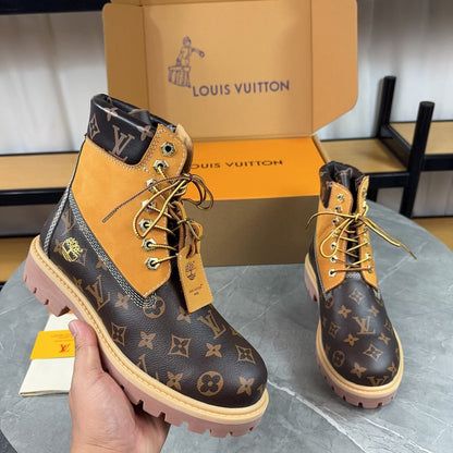 L X Timberland Nubuck Monogram Boots Brown