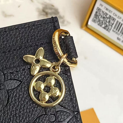 Monogram Charm Card Holder in Black