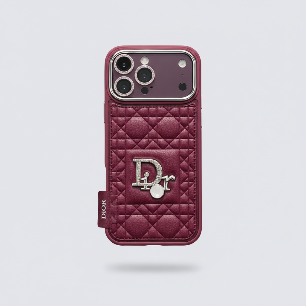 Luxury Cannage Sparkle iPhone Case - Burgundy