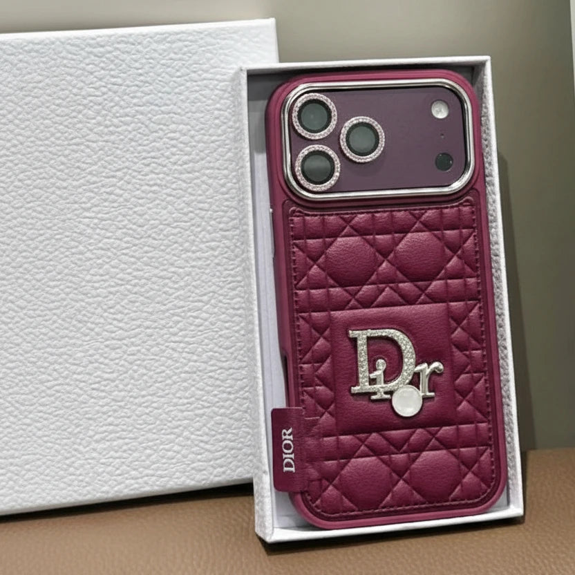 Luxury Cannage Sparkle iPhone Case - Burgundy
