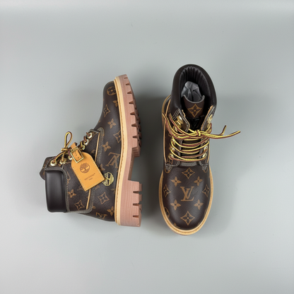 L X Timberland Monogram Boots Brown
