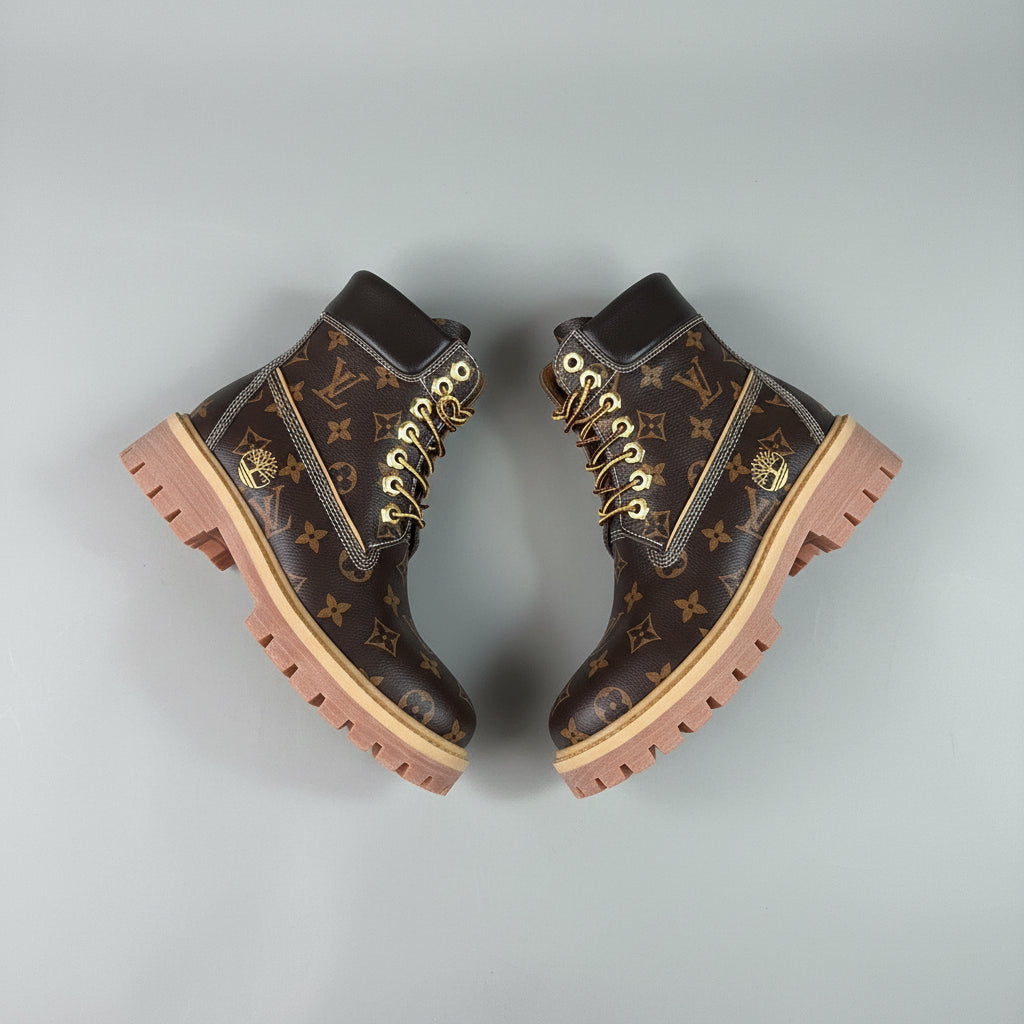 L X Timberland Monogram Boots Brown