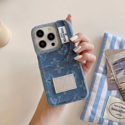 Mono Denim Luxe iPhone Case with pocket