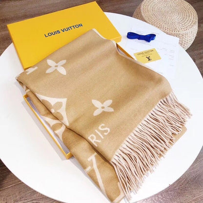 Monogram Luxury Blend Scarf Light Brown
