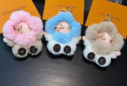 My 1V Fluffy Bag Charm