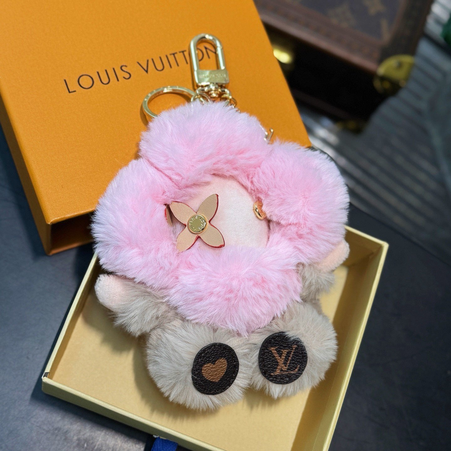 My 1V Fluffy Bag Charm