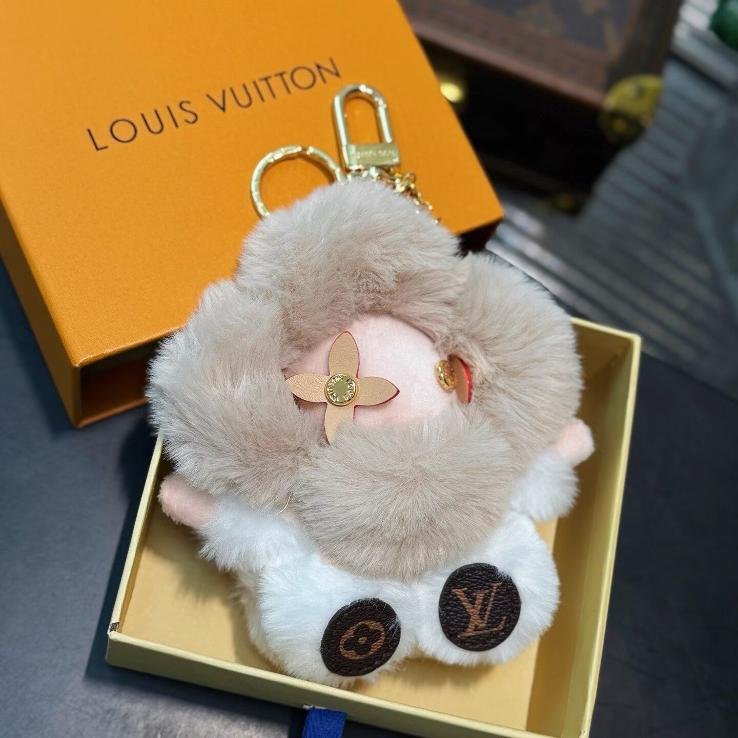 My 1V Fluffy Bag Charm