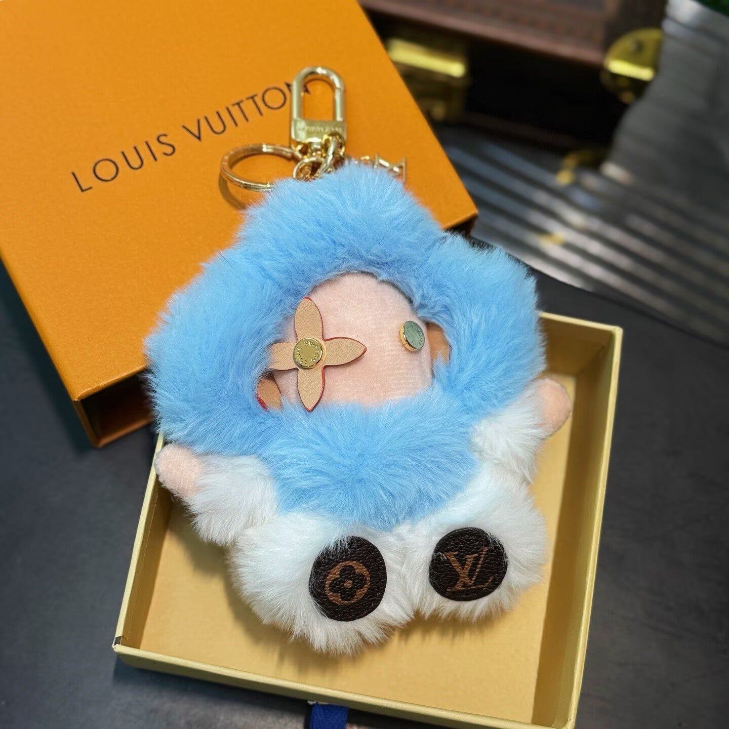 My 1V Fluffy Bag Charm