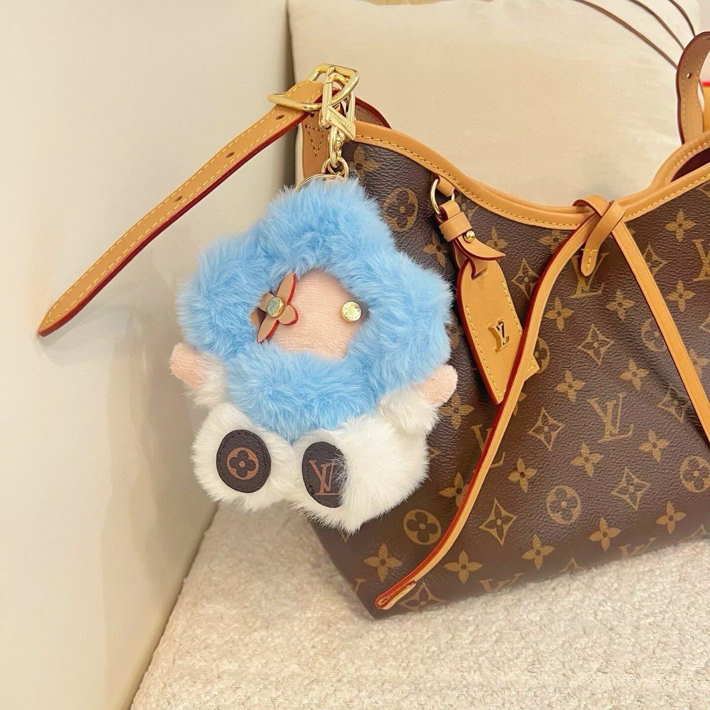 My 1V Fluffy Bag Charm