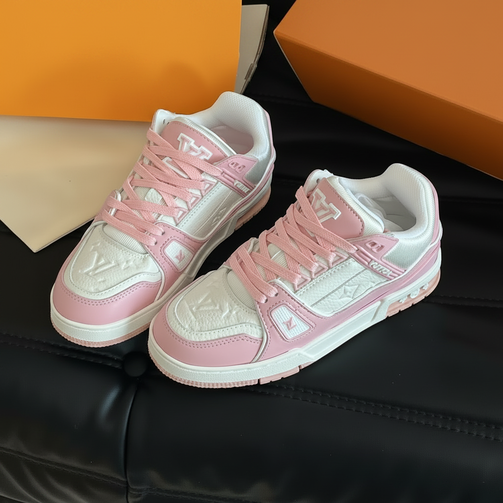 1V Monogram Trainer Sneakers -Pink White