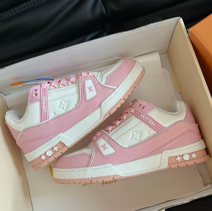 1V Monogram Trainer Sneakers -Pink White