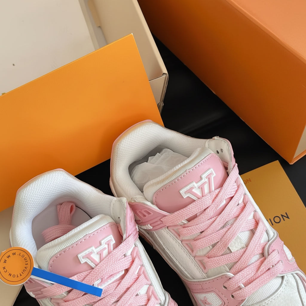 1V Monogram Trainer Sneakers -Pink White