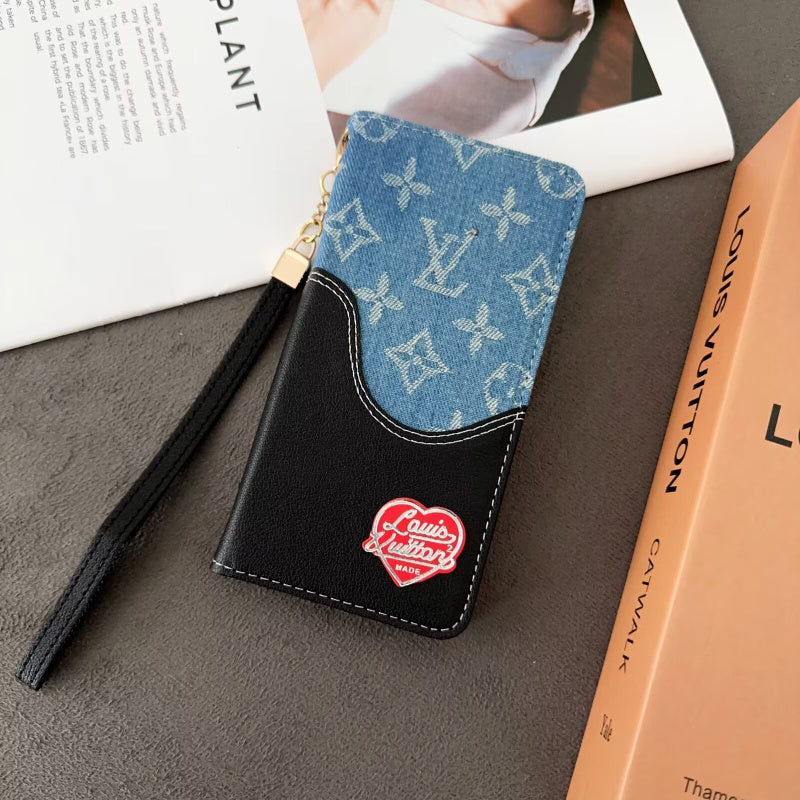 LV Luxury Monogram/Denim iPhone Wallet Case