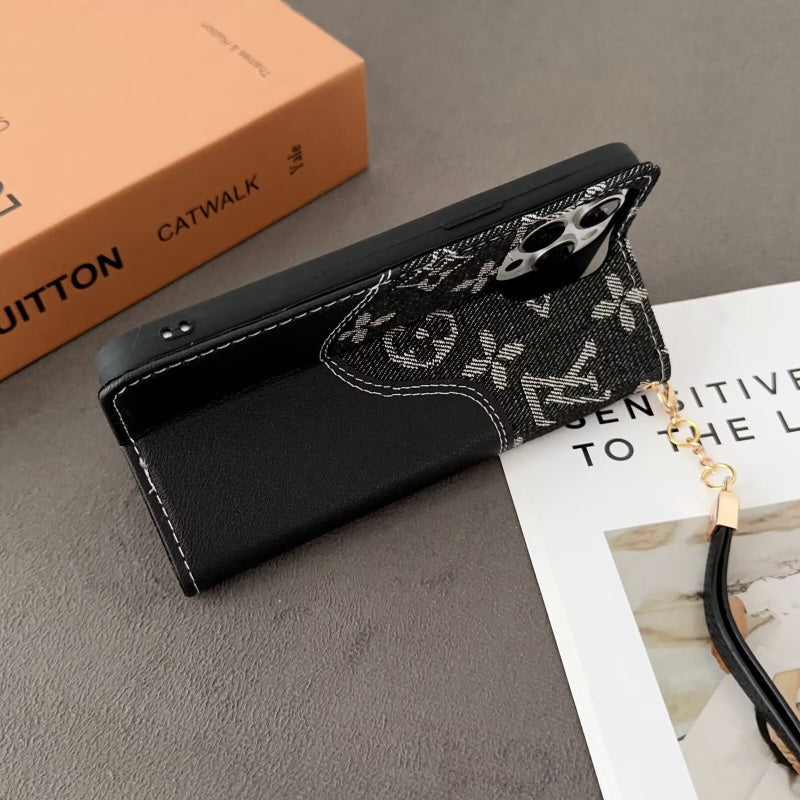 LV Luxury Monogram/Denim iPhone Wallet Case