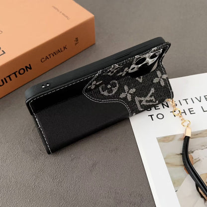 LV Luxury Monogram/Denim iPhone Wallet Case