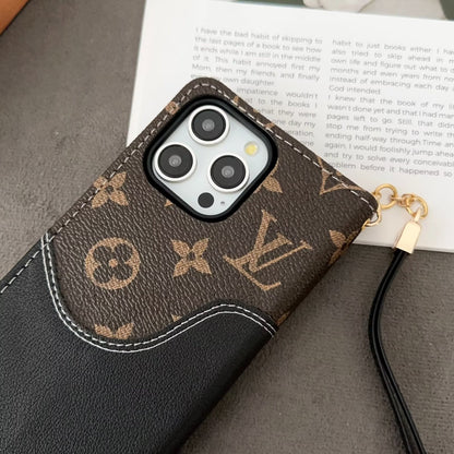 LV Luxury Monogram/Denim iPhone Wallet Case