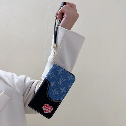 LV Luxury Monogram/Denim iPhone Wallet Case