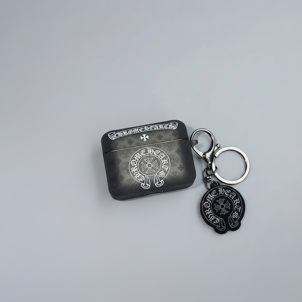 Chrome Design AirPod Case with Charm