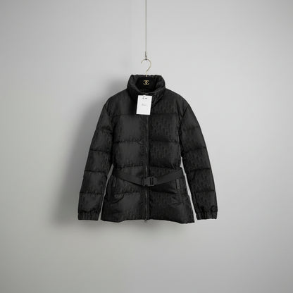 Luxe D Oblique Longline Puffer Jacket - Black