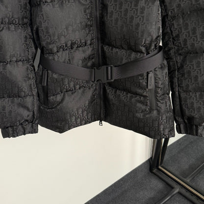 Luxe D Oblique Longline Puffer Jacket - Black