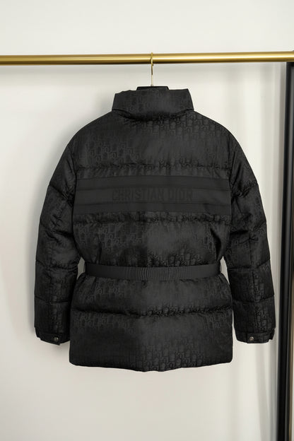 Luxe D Oblique Longline Puffer Jacket - Black