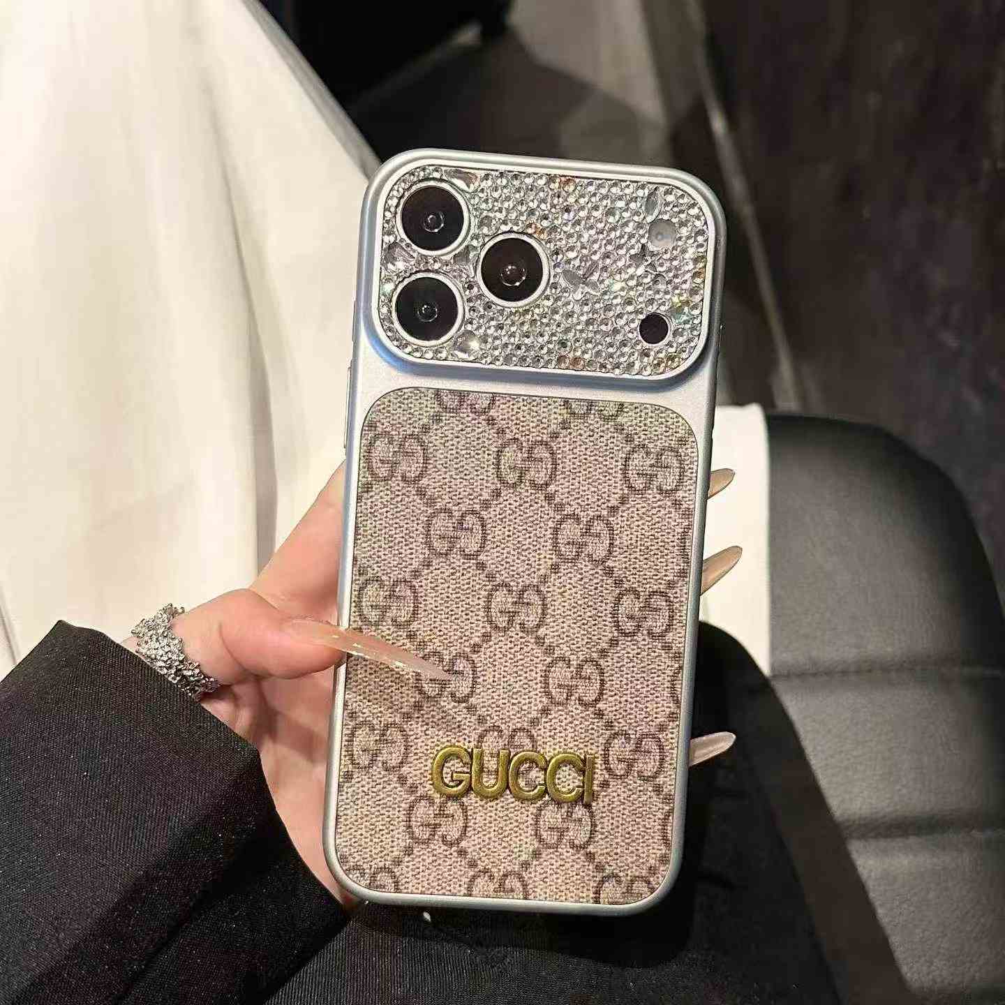 GG Canvas Rhinestone iPhone Case
