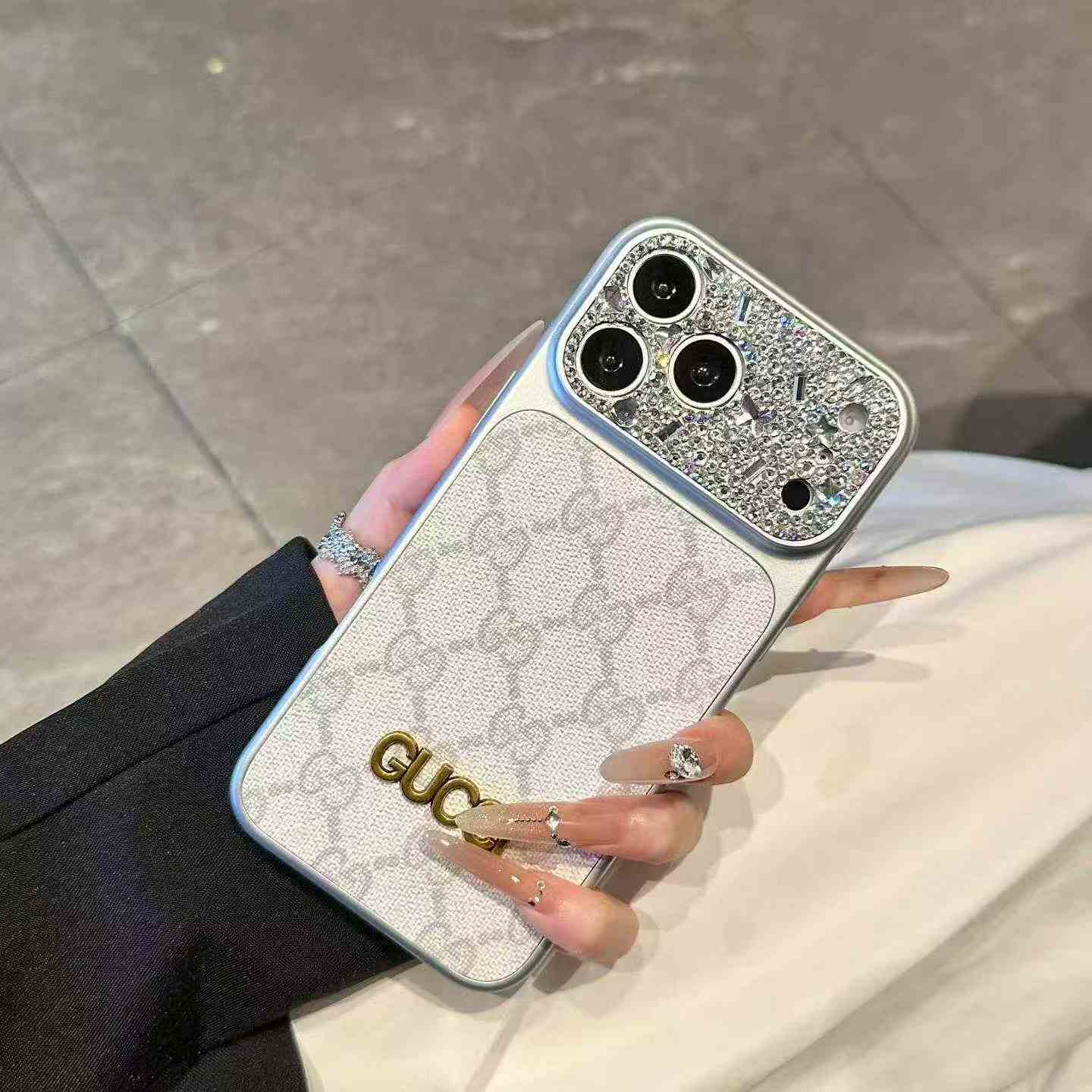 GG Canvas Rhinestone iPhone Case